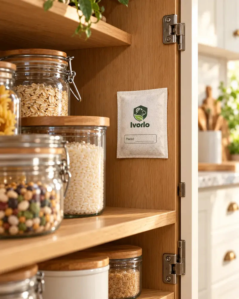 Pouch in a pantry next to food jars