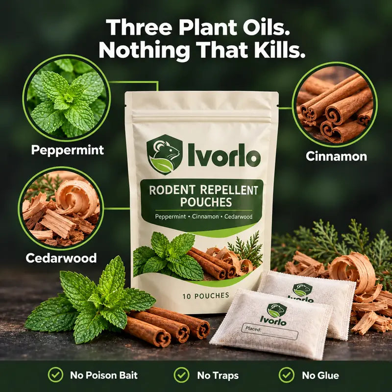 Three plant oils: peppermint, cinnamon and cedarwood