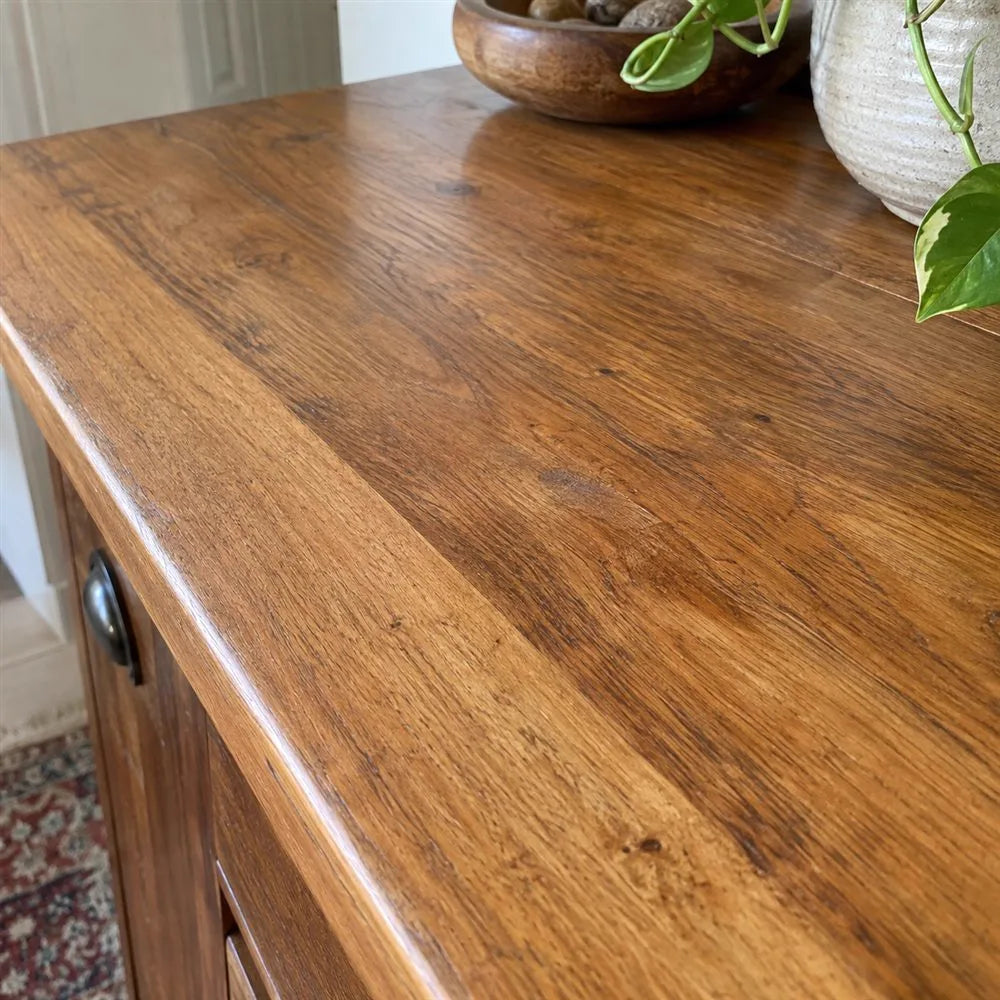 Repaired wood cabinet top